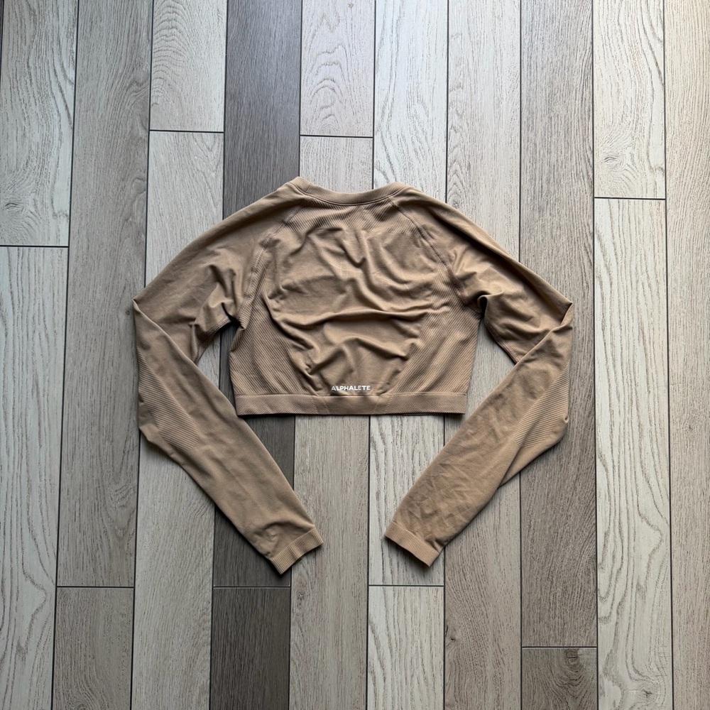 Alphalete Tan Long Sleeve Crop Top